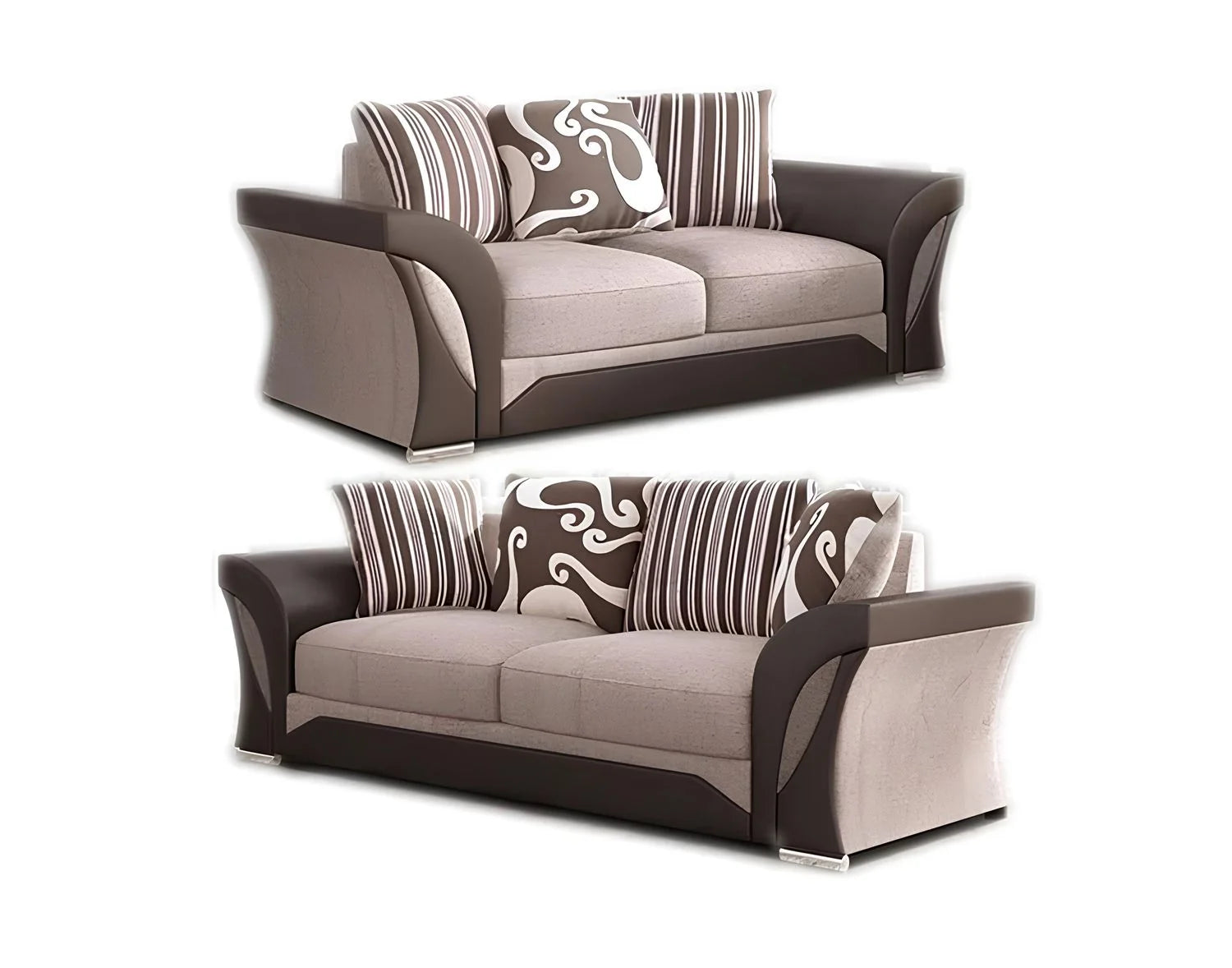 Shannon Chenille Sofa – 2 & 3 Seater, Snake Pattern Fabric, Scatter Back Cushions, Two-Tone Design