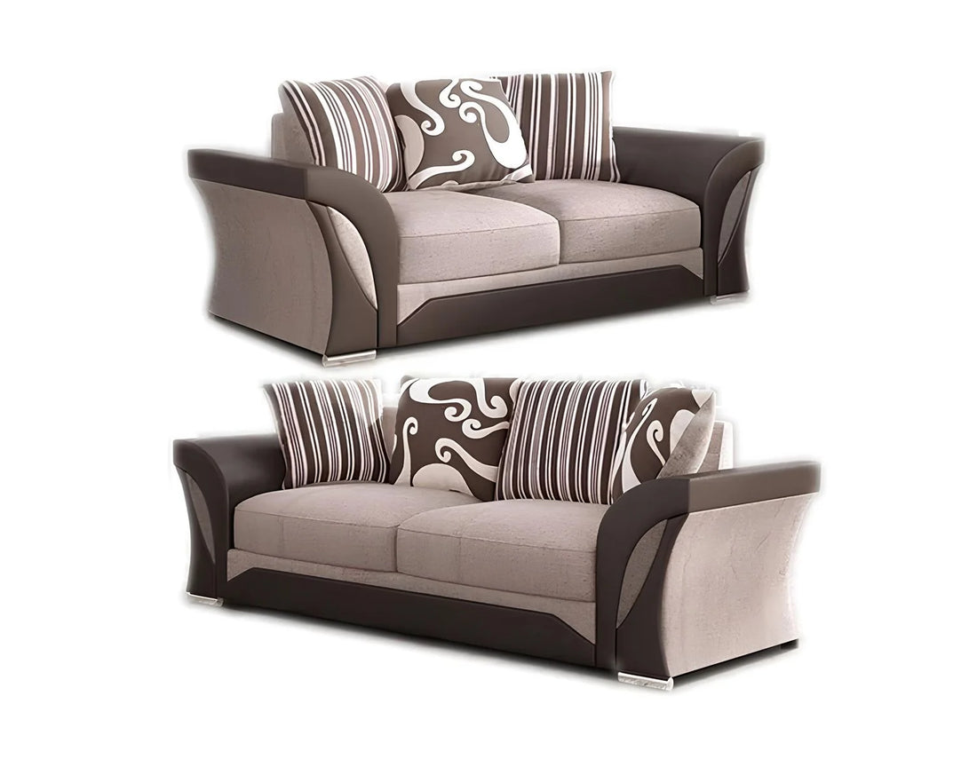 Shannon Chenille Sofa – 2 & 3 Seater, Snake Pattern Fabric, Scatter Back Cushions, Two-Tone Design
