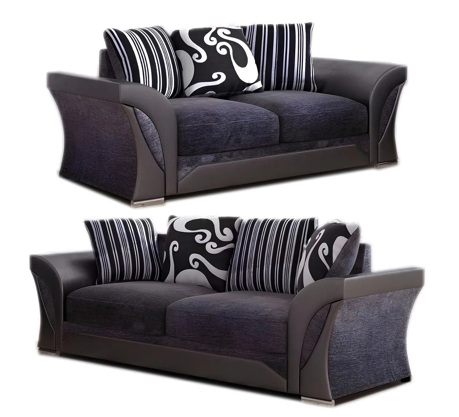 Shannon Chenille Sofa – 2 & 3 Seater, Snake Pattern Fabric, Scatter Back Cushions, Two-Tone Design