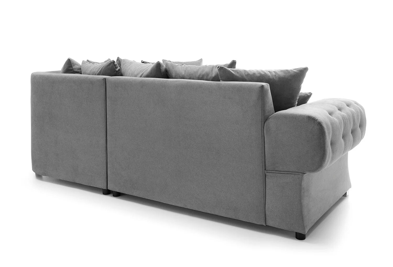 Verona Chenille Corner Sofa – Scroll Arm Tufted Design, 2 & 3 Seater, Chrome Legs