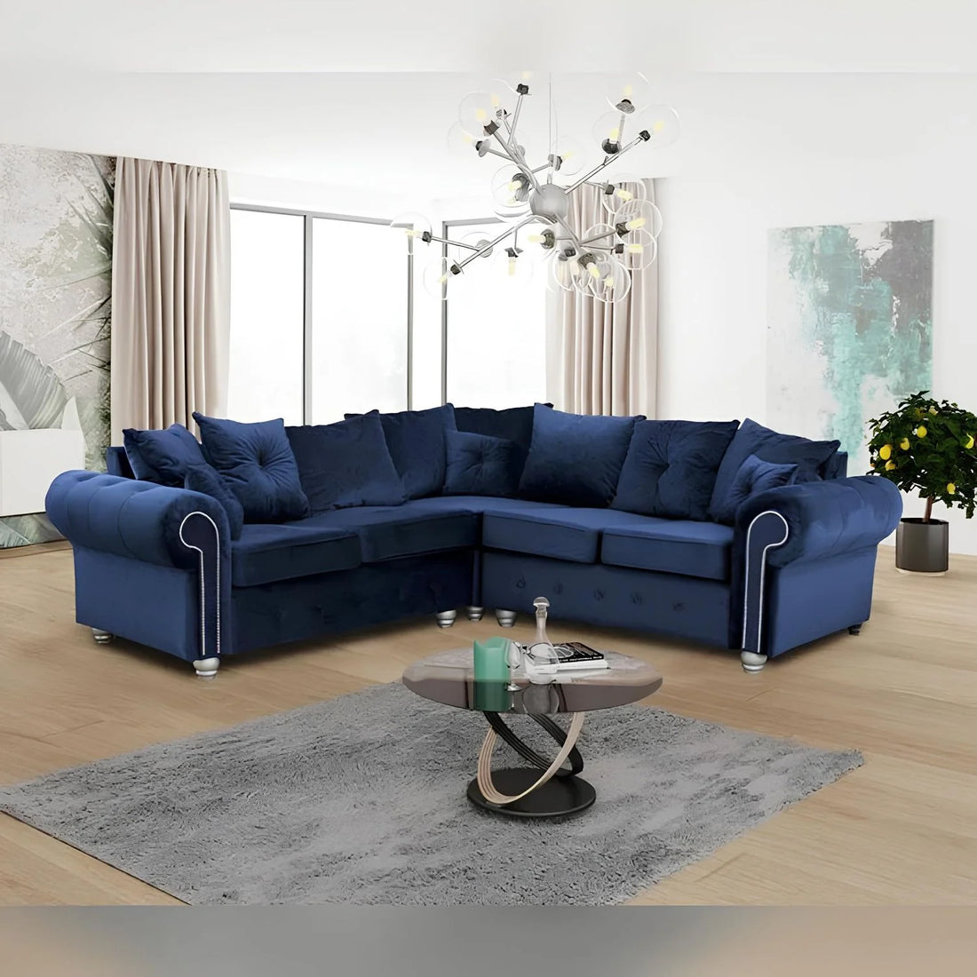 Ashwin Plush Velvet Sofa – Corner, 2 & 3 Seater, Thick Foam Cushions, Modern Luxury Sofa