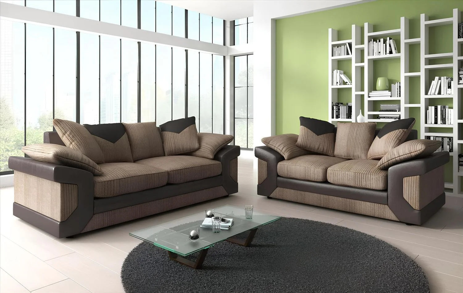 Dino Cord Fabric Corner Sofa with Footstool – 2, 3 Seater or Corner, Soft Corduroy Couch with Bed Option