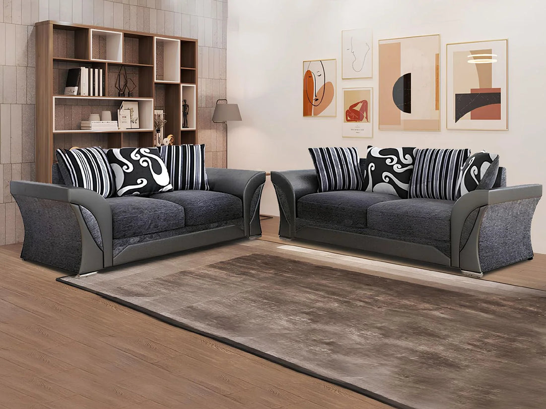 Shannon Chenille Sofa – 2 & 3 Seater, Snake Pattern Fabric, Scatter Back Cushions, Two-Tone Design