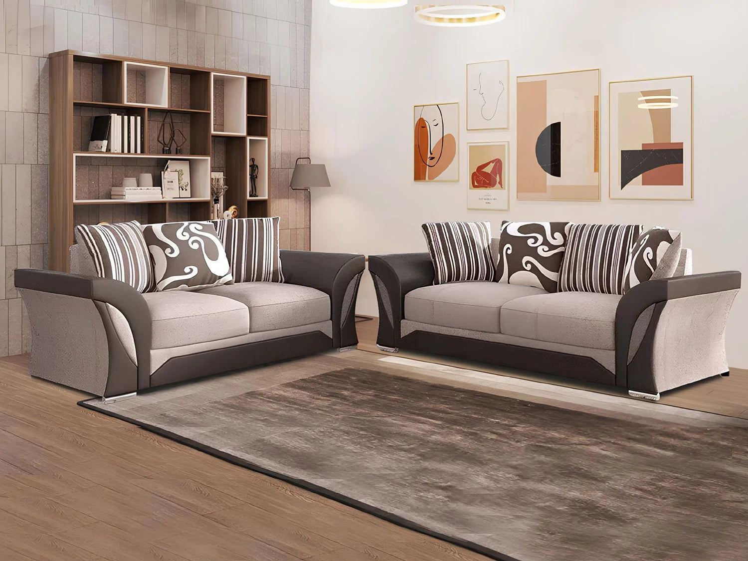 Shannon Chenille Sofa – 2 & 3 Seater, Snake Pattern Fabric, Scatter Back Cushions, Two-Tone Design