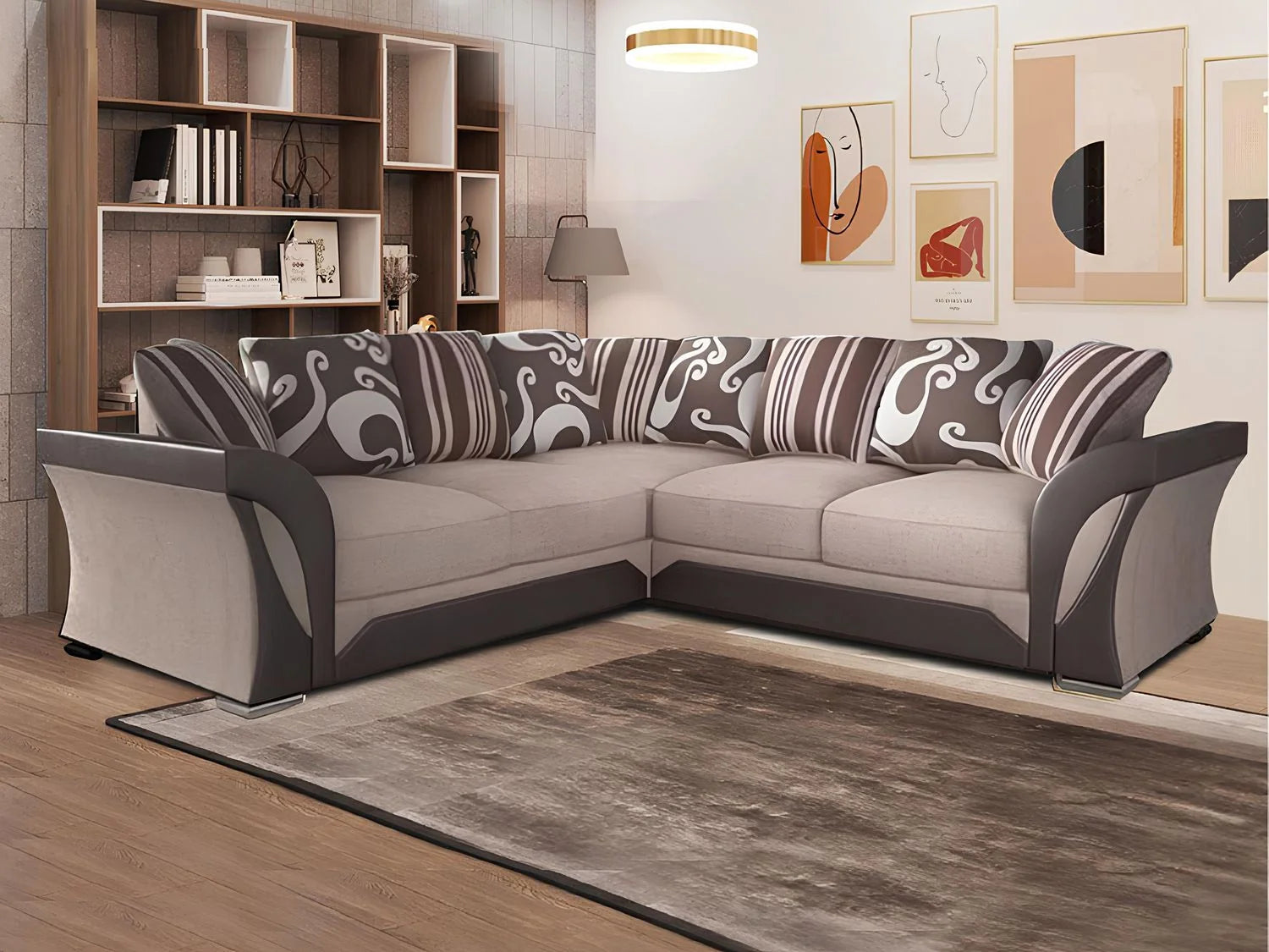 Shannon Chenille Sofa – 2 & 3 Seater, Snake Pattern Fabric, Scatter Back Cushions, Two-Tone Design