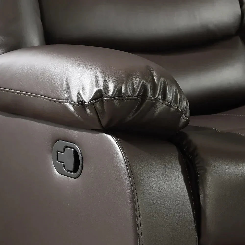 Roma Recliner Sofa Set 3+2+1 – Air Leather Reclining Sofas with Cup Holders, Black or Brown
