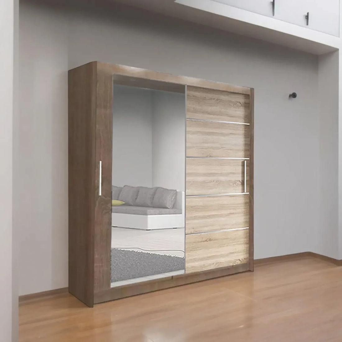 Sliding Mirror Door Wardrobe-Lyon 120 cm