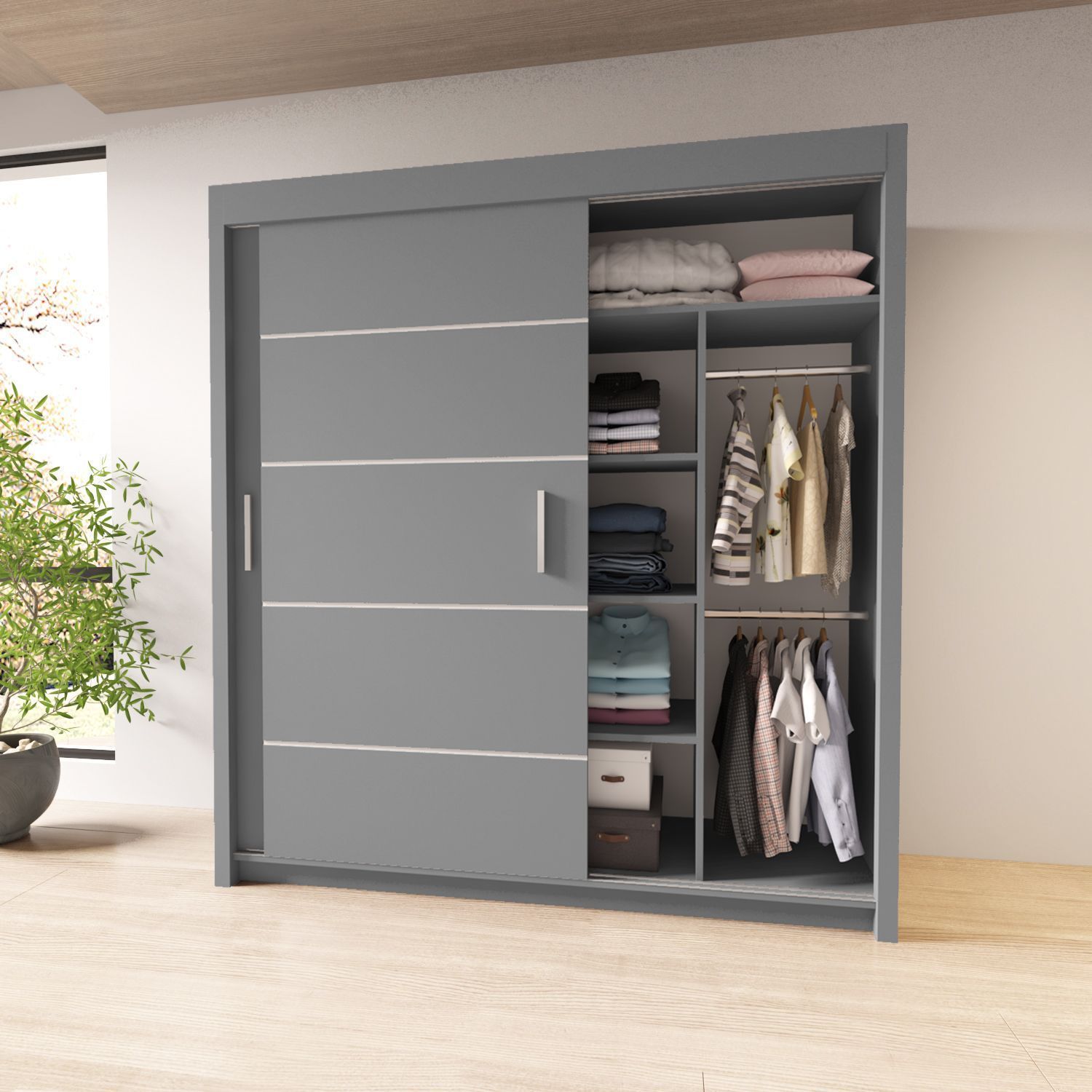Sliding Mirror Door Wardrobe-Lyon 120 cm