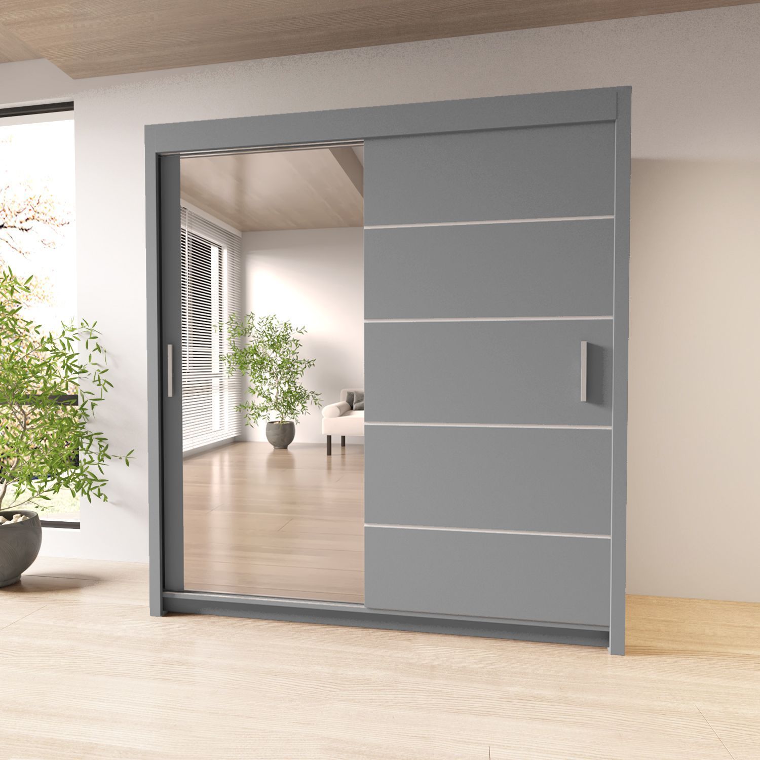 Sliding Mirror Door Wardrobe-Lyon 120 cm