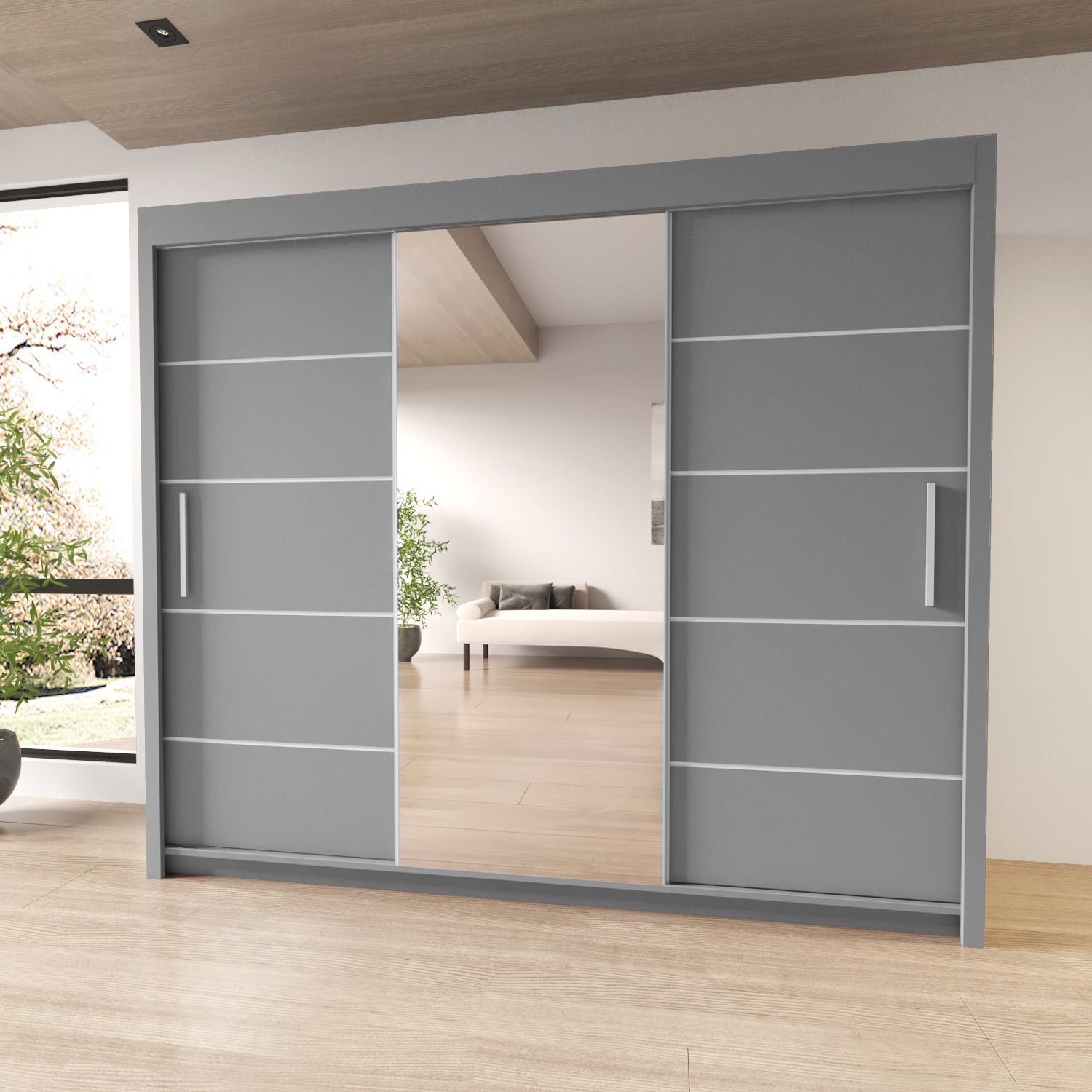 Sliding Mirror Door Wardrobe-Lyon 120 cm