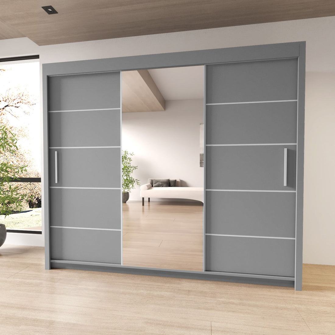Sliding Mirror Door Wardrobe-Lyon 120 cm