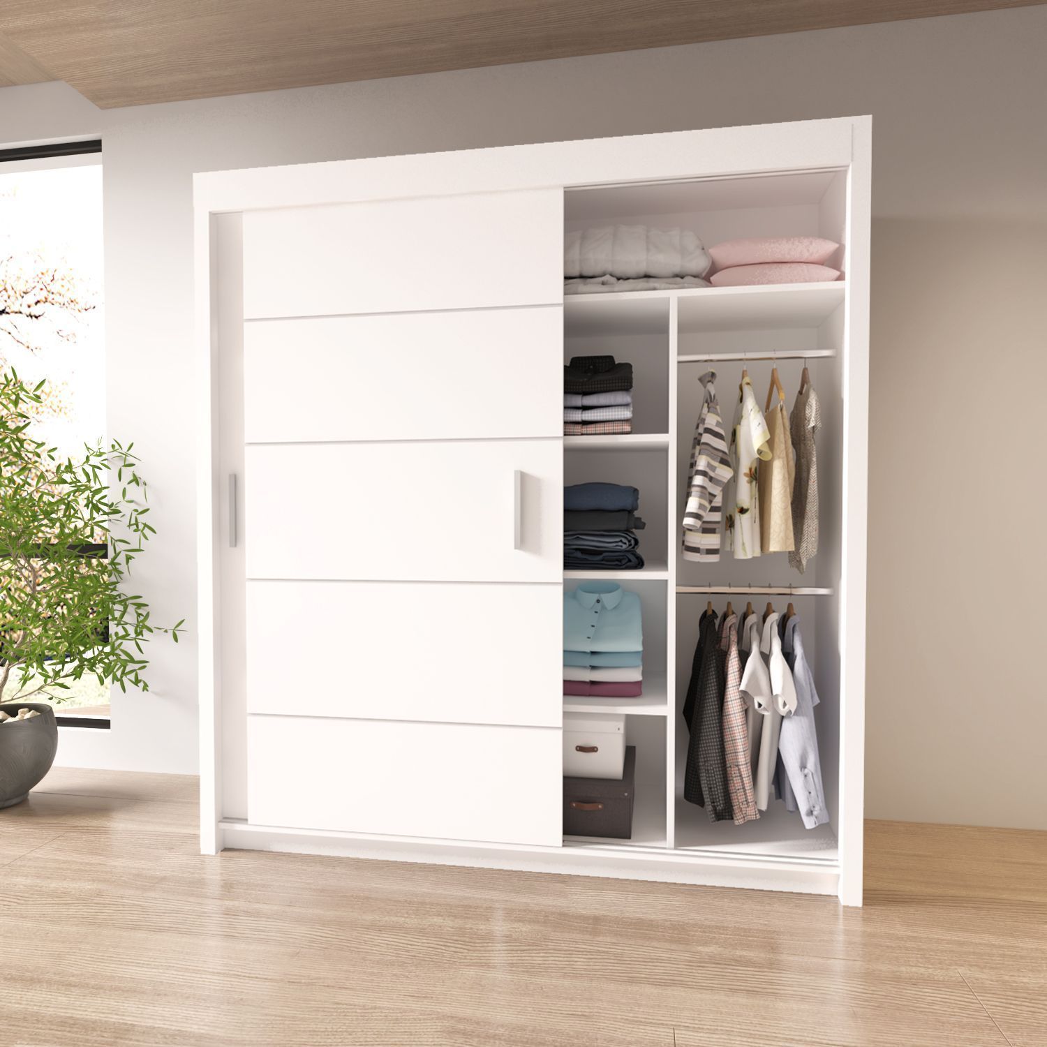 Sliding Mirror Door Wardrobe-Lyon 120 cm