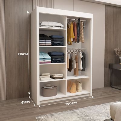 Sliding Mirror Door Wardrobe-Nicole 150 cm