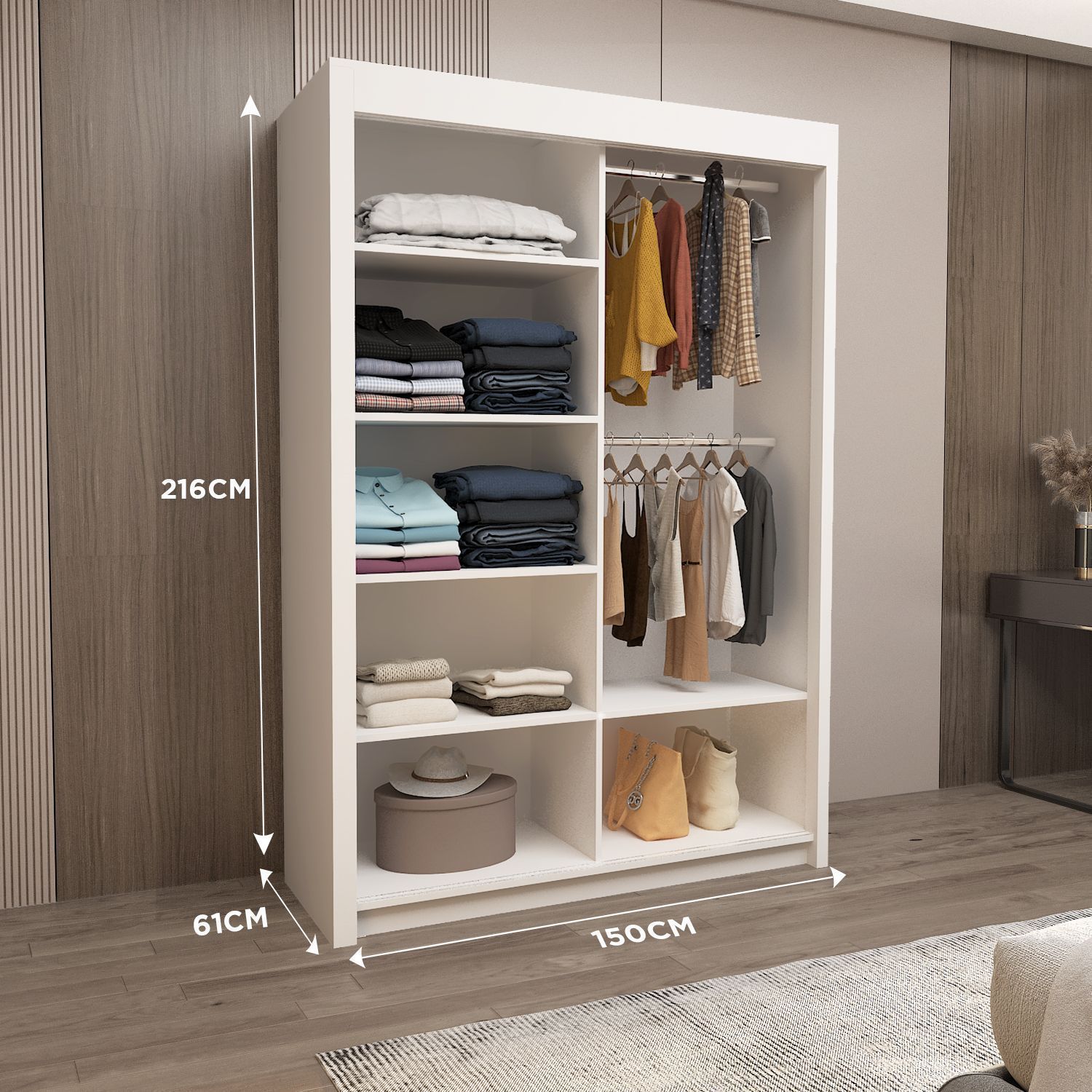 Sliding Mirror Door Wardrobe-Oslo 150 cm