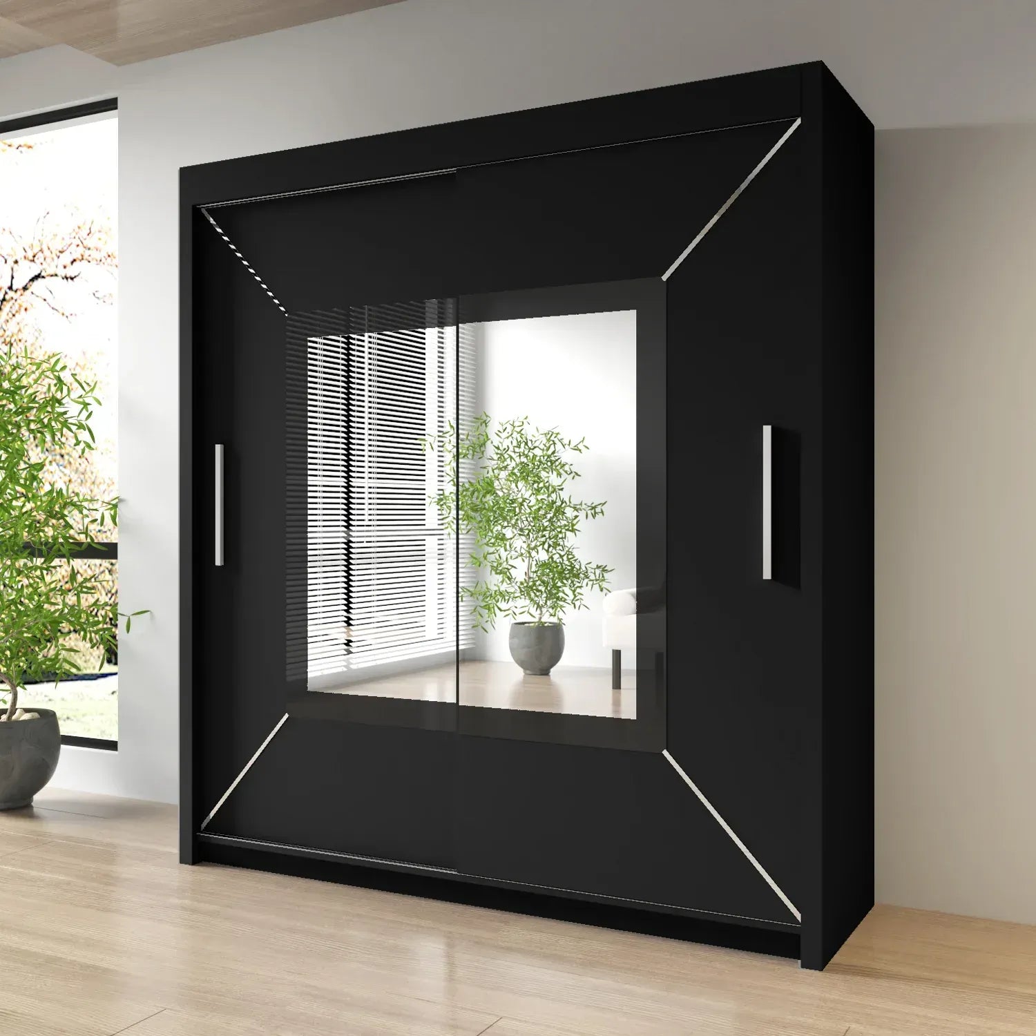 Sliding Mirror Door Wardrobe-Nicole 150 cm