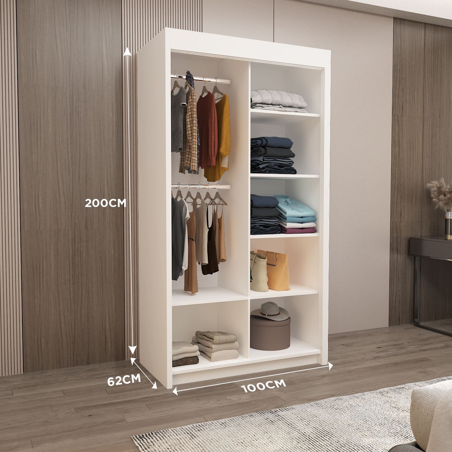 Sliding Mirror Door Wardrobe-Milan 120 cm