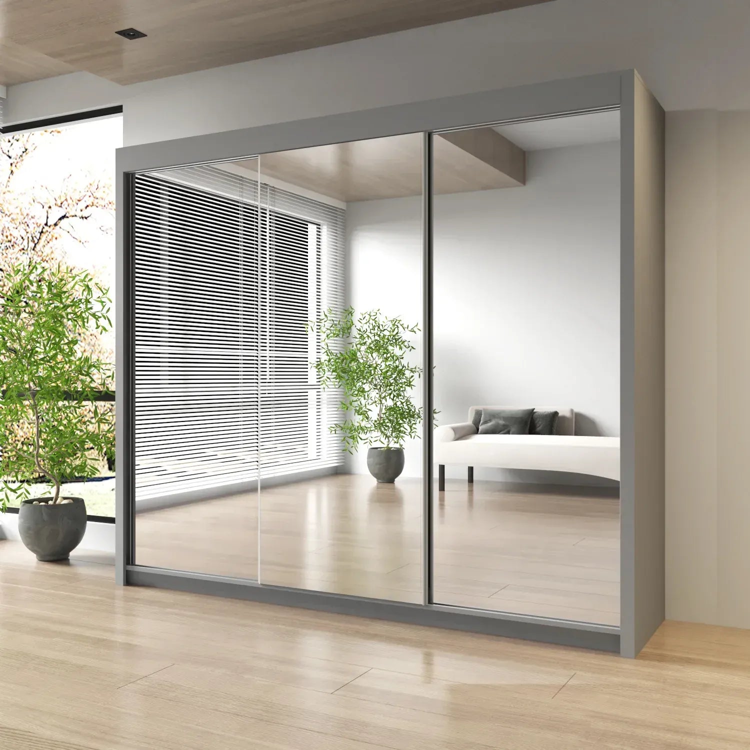 Sliding Mirror Door Wardrobe-Milan 120 cm