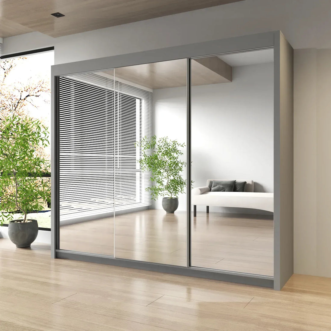 Sliding Mirror Door Wardrobe-Milan 120 cm
