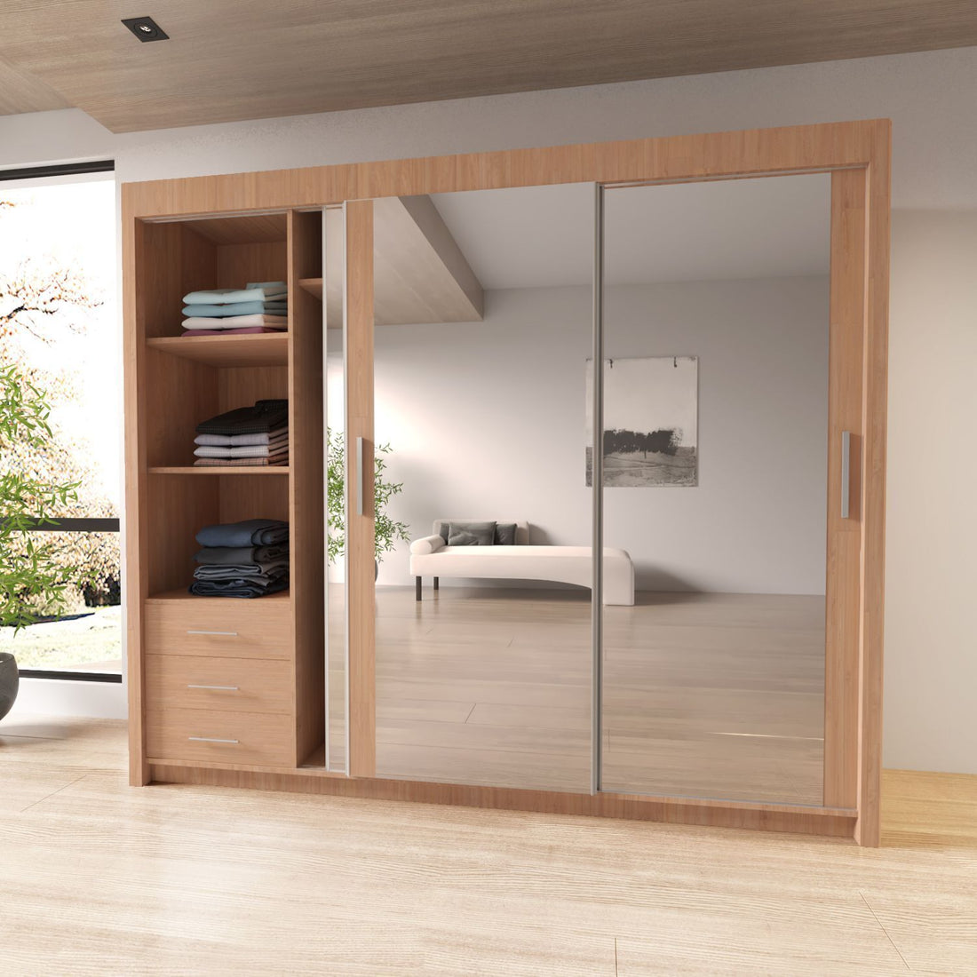 Sliding Mirror Door Wardrobe-Milan 120 cm