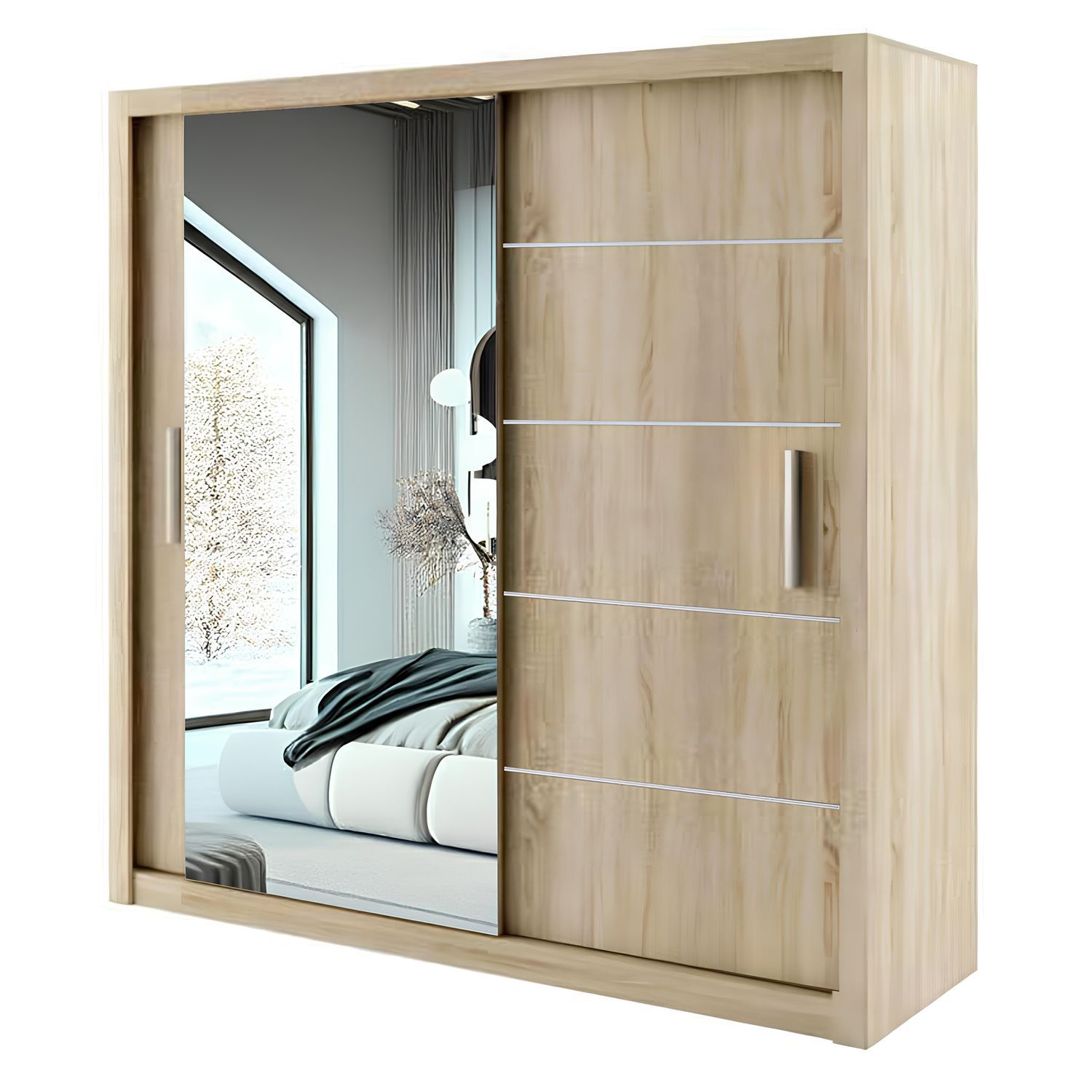 Sliding Mirror Door Wardrobe-Lyon 150 cm
