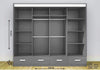 High Gloss Sliding Mirrored Door Wardrobe - Florence 255 cm