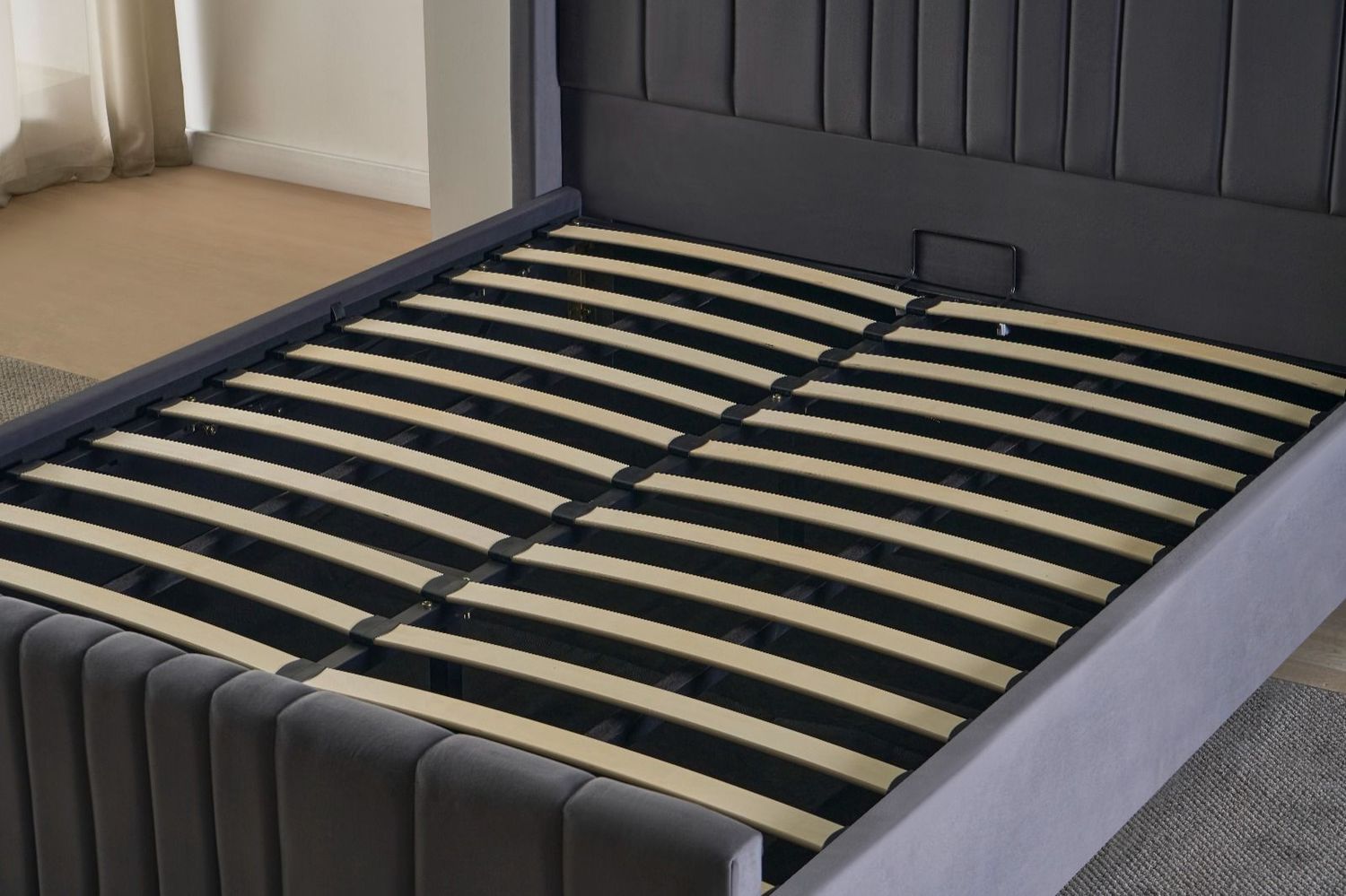 Plush Velvet Wing Ottoman Storage Bed