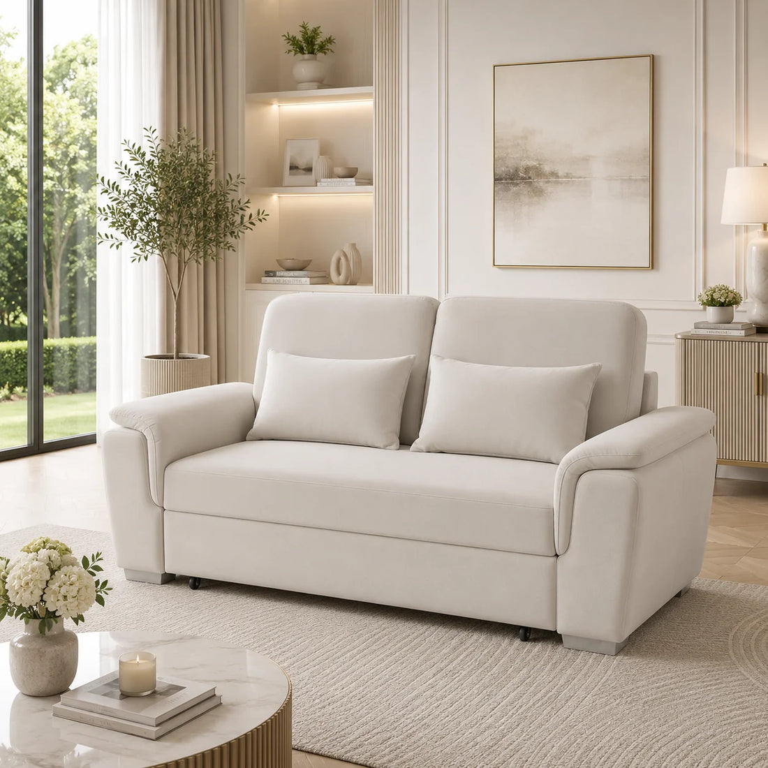 Tokyo 2 Seater Pull Out Sofa Bed – Plush Velvet Fabric