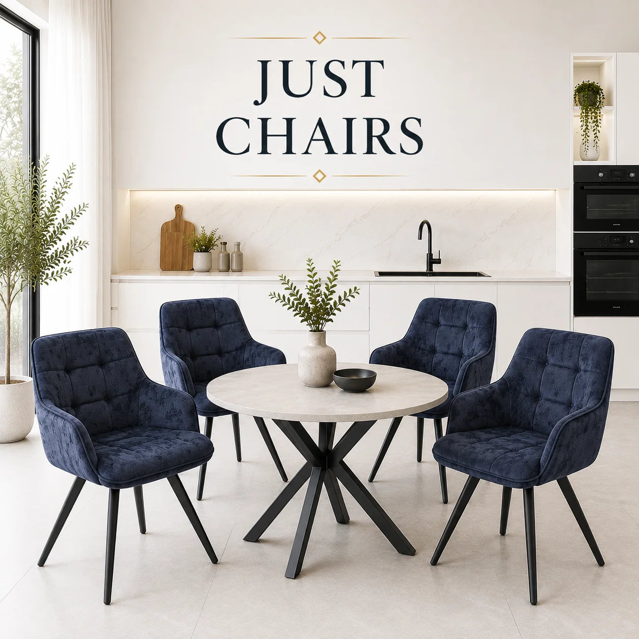 2x Swivel Velvet Dining Chairs – Modern Upholstered Seating with Rotatable Metal Legs – Set of 2