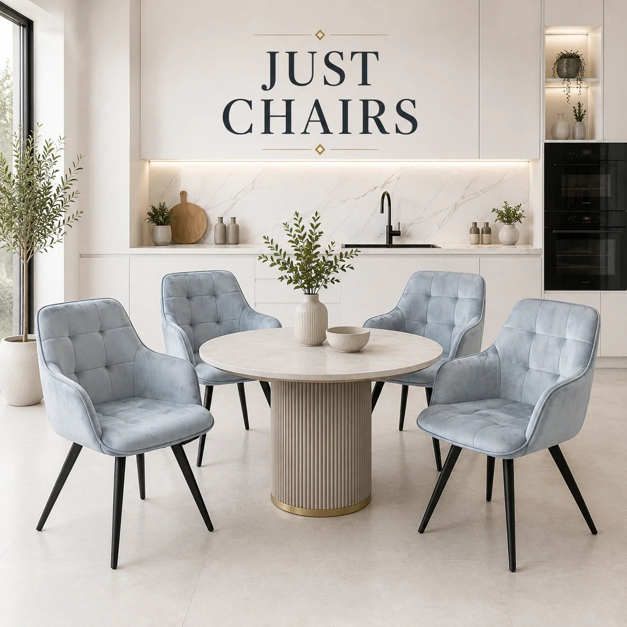 2x Swivel Velvet Dining Chairs – Modern Upholstered Seating with Rotatable Metal Legs – Set of 2