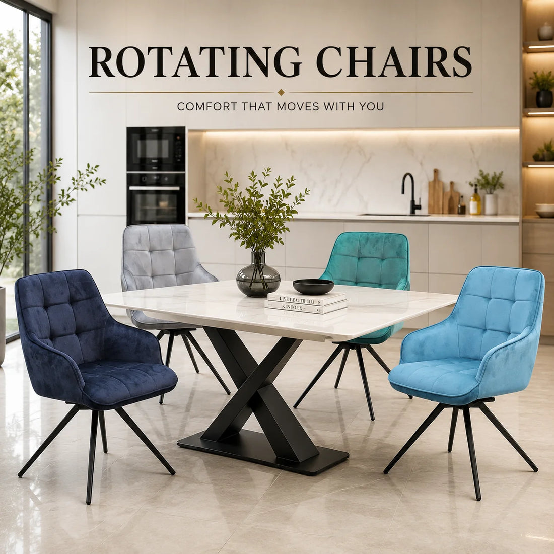 Nordic Rock Extendable Ceramic Dining Table – Sintered Stone Top, Seats 6, Modern Dining Table
