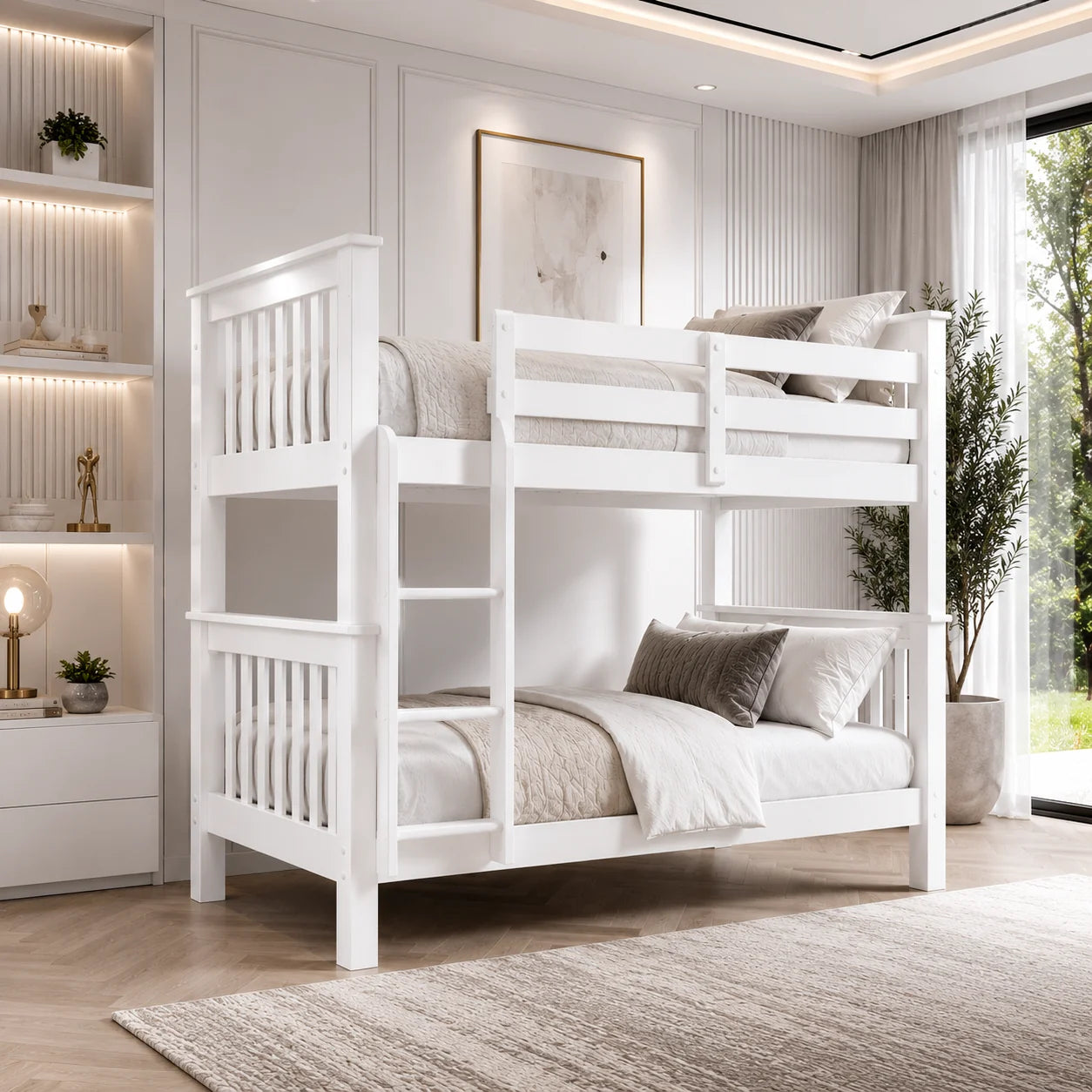 Lily Wooden Bunk Bed with Guest Bed – Solid Pine Space-Saving Frame – Kids Bedroom Furniture