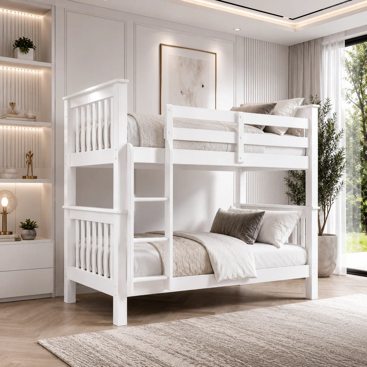 Lily Wooden Bunk Bed with Guest Bed – Solid Pine Space-Saving Frame – Kids Bedroom Furniture