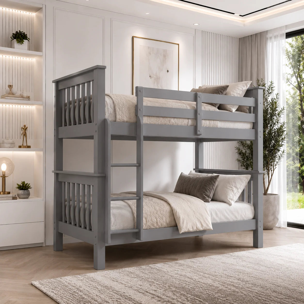 Lily Wooden Bunk Bed with Guest Bed – Solid Pine Space-Saving Frame – Kids Bedroom Furniture