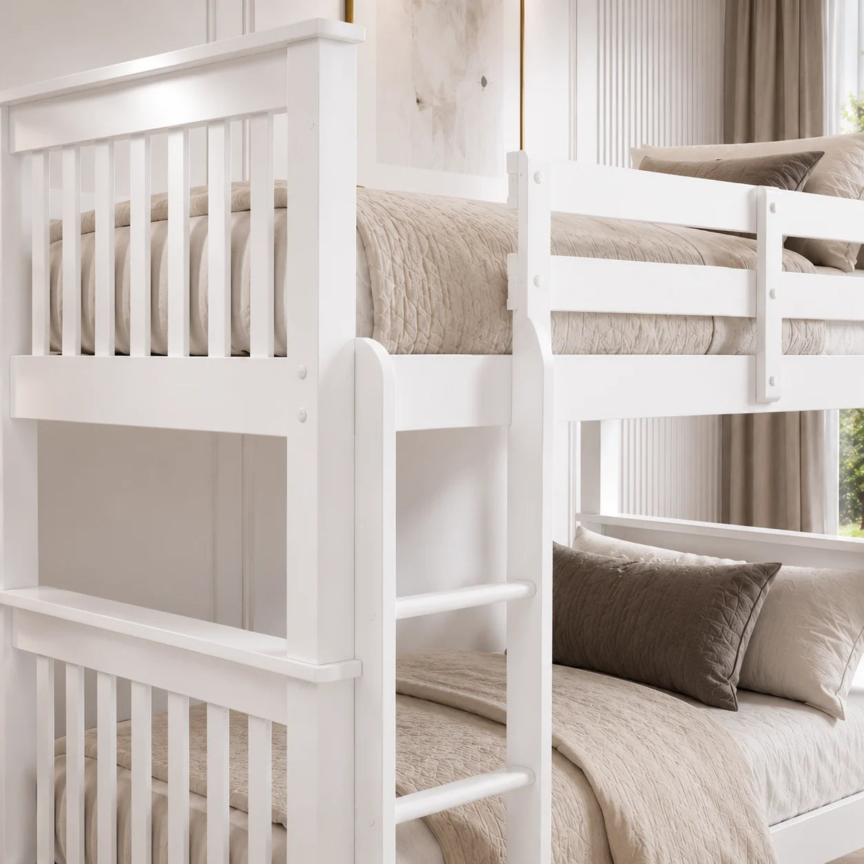 Lily Wooden Bunk Bed with Guest Bed – Solid Pine Space-Saving Frame – Kids Bedroom Furniture