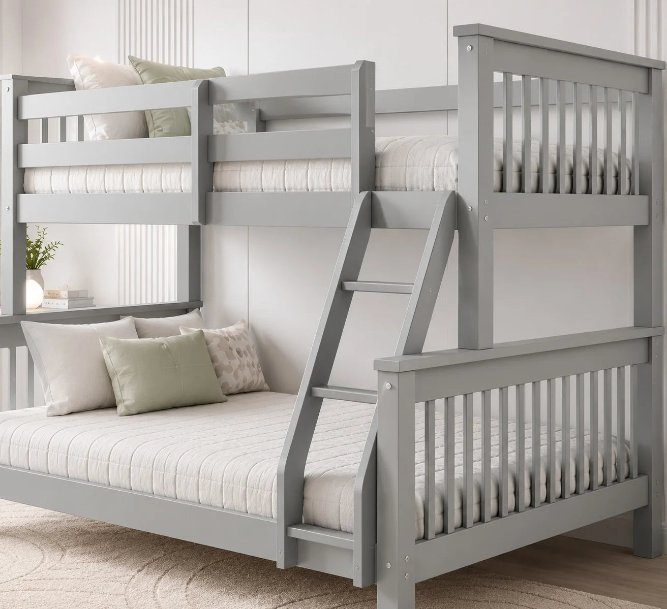 Lily Wooden Trio Bunk Bed with Guest bed – Space-Saving Solid Pine Frame – Optional Storage Drawers