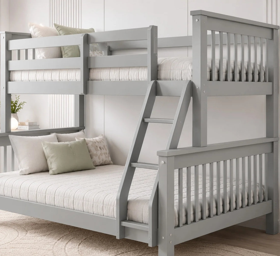 Lily Wooden Trio Bunk Bed with Guest bed – Space-Saving Solid Pine Frame – Optional Storage Drawers