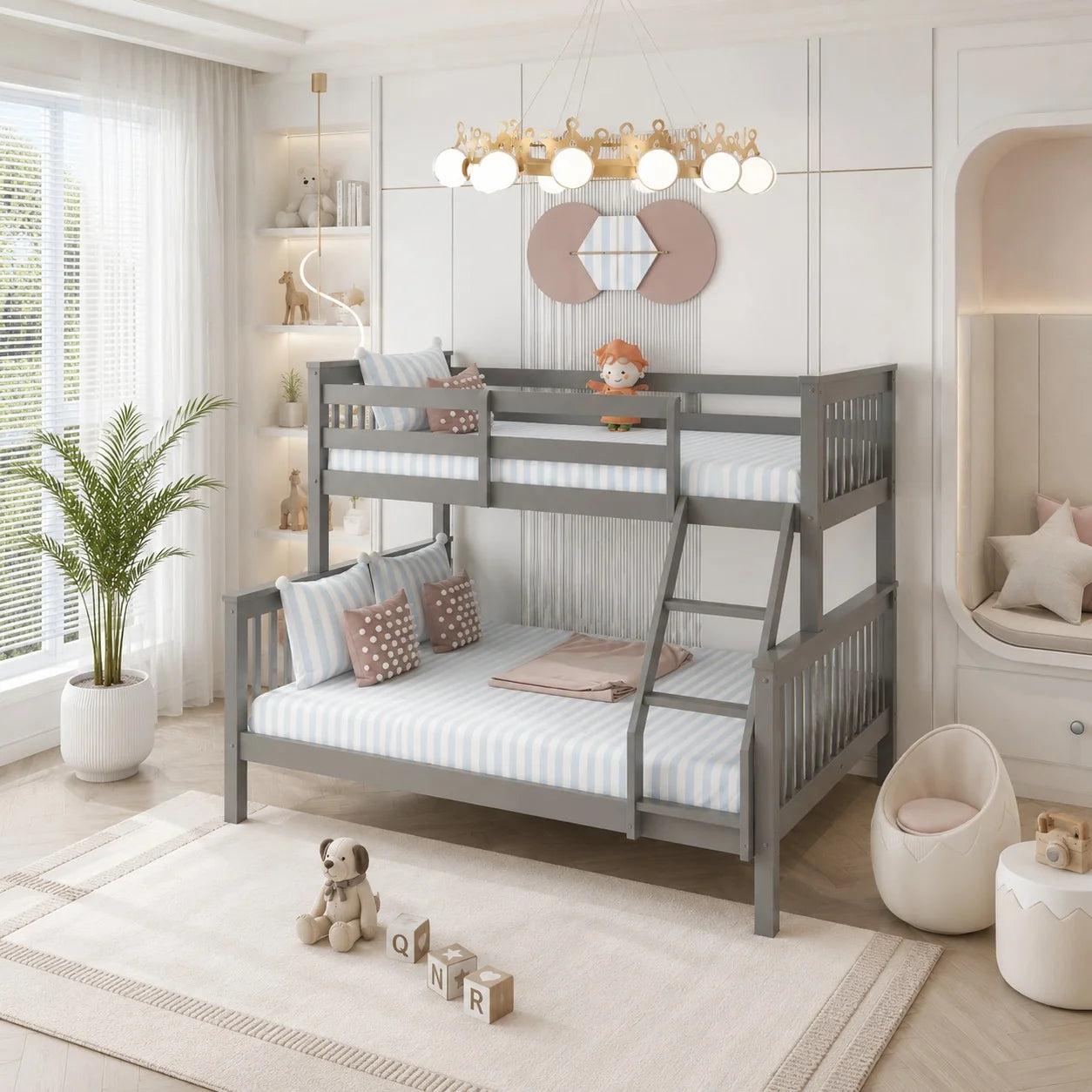 Lily Wooden Trio Bunk Bed with Guest bed – Space-Saving Solid Pine Frame – Optional Storage Drawers